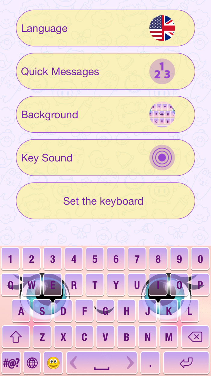 可爱的卡通 彩色 键盘 主题 表情符号 和 布局