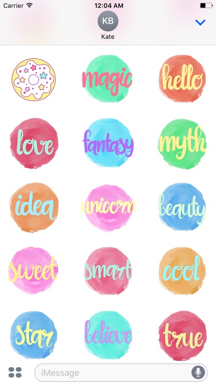 Pastel UNICORN Words Stickers