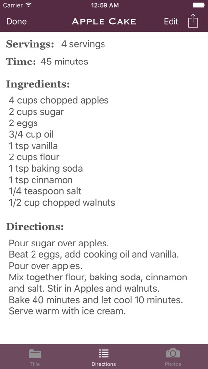 My Recipes List