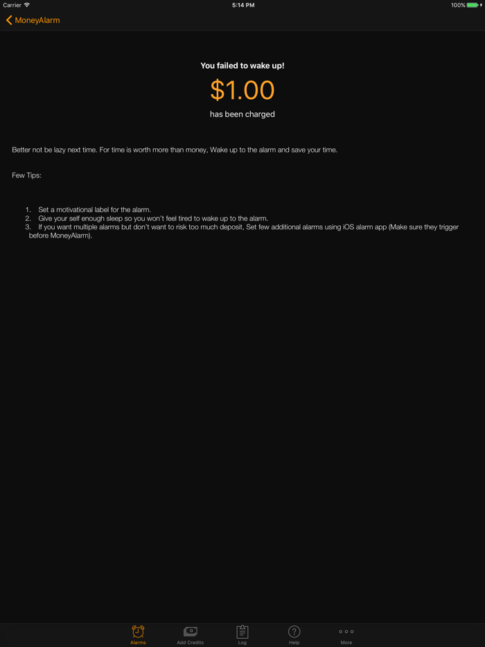 MoneyAlarm™ 2 - Alarm that fine if you oversleep