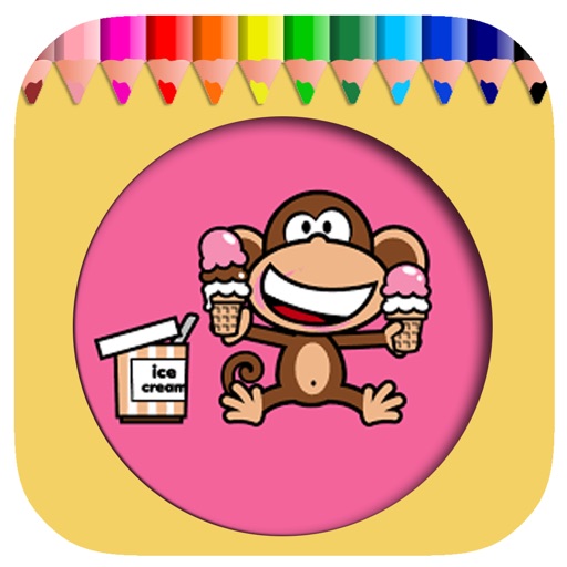 Monkey And Ice Cream Coloring Page Games iOS App