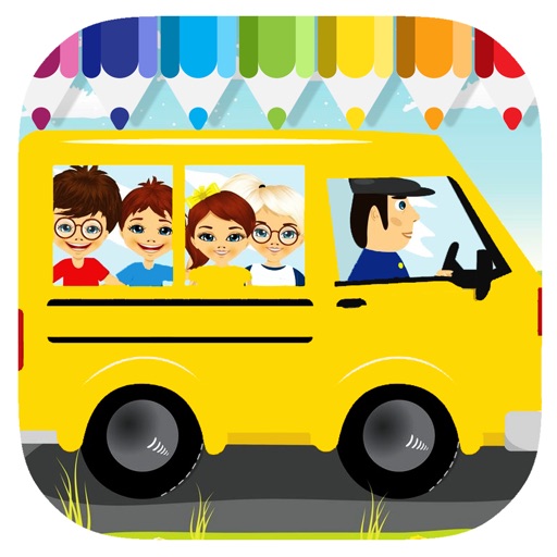 School Bus Coloring Page Game For Children iOS App