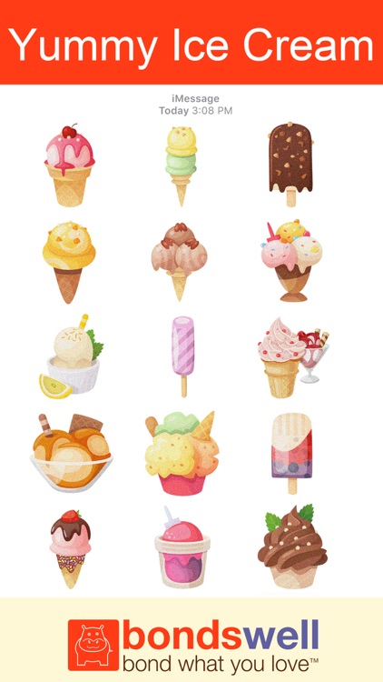 Yummy Ice Cream - Glittered Stickers
