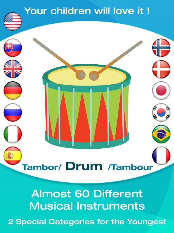 Musical Instrument Picture Flashcards for Babies, Toddlers or Preschool (Free) screenshot