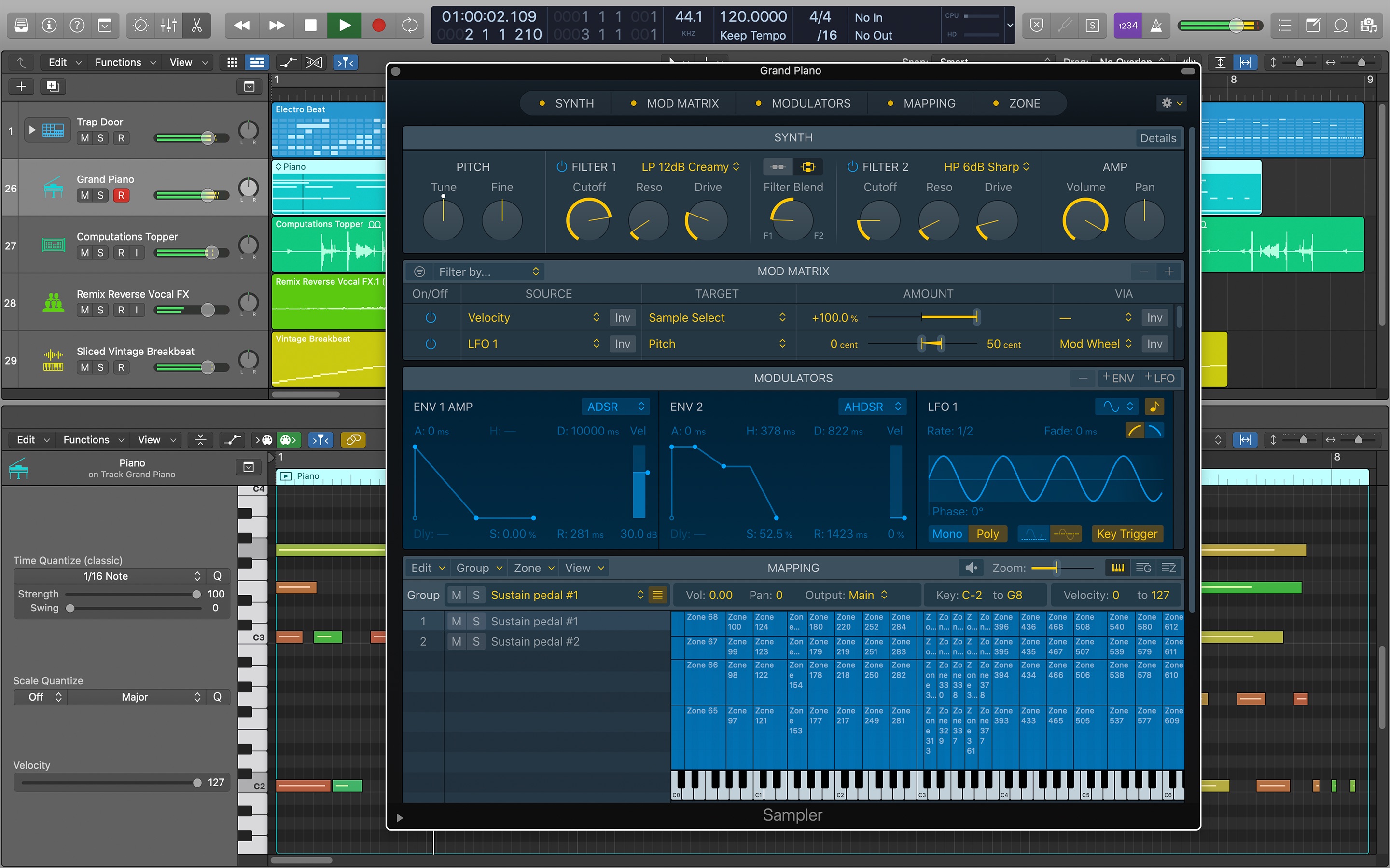 Screenshot do app Logic Pro X