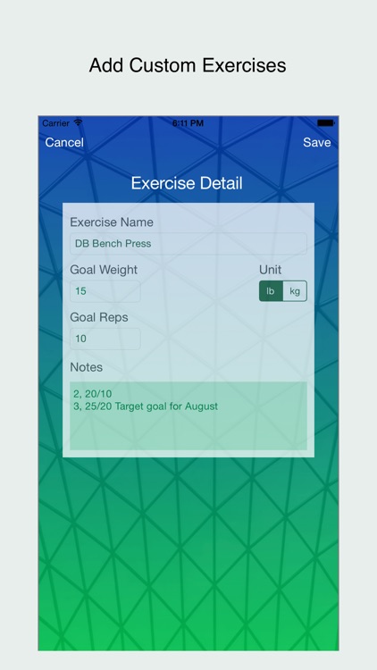 WorkoutTracker - Custom Log