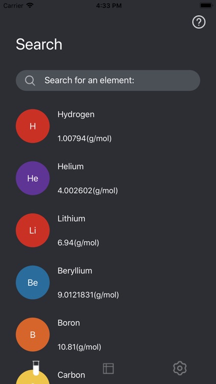 Offline chemical element query