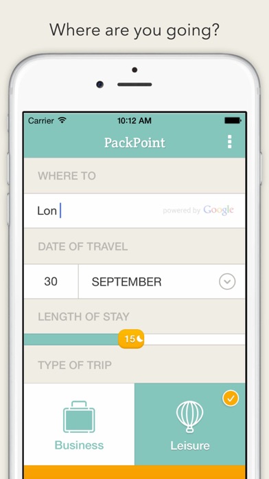 PackPoint Packing List Travel Companion screenshot