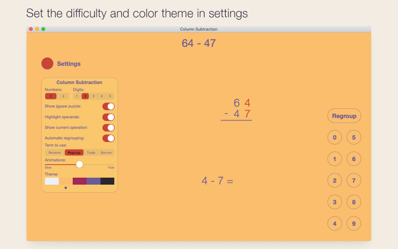 Column Subtraction screenshot 2