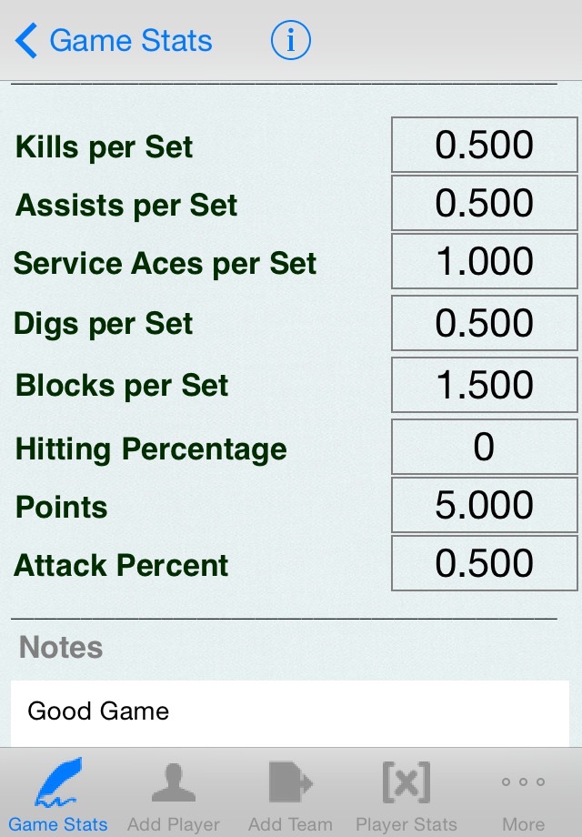Volleyball Player Game Stats screenshot 3