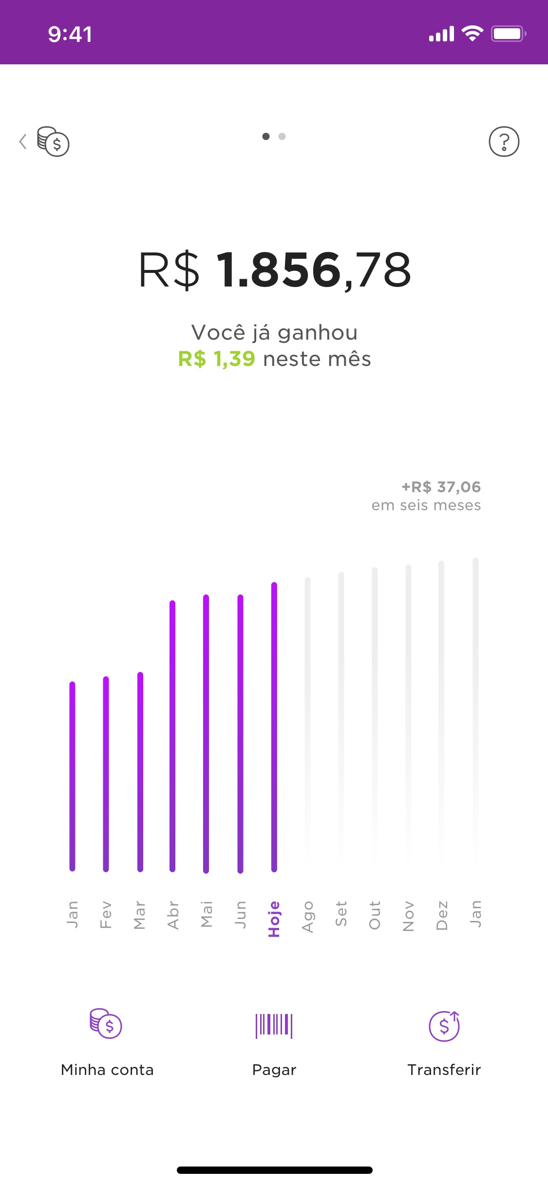 Screenshot do app Nubank