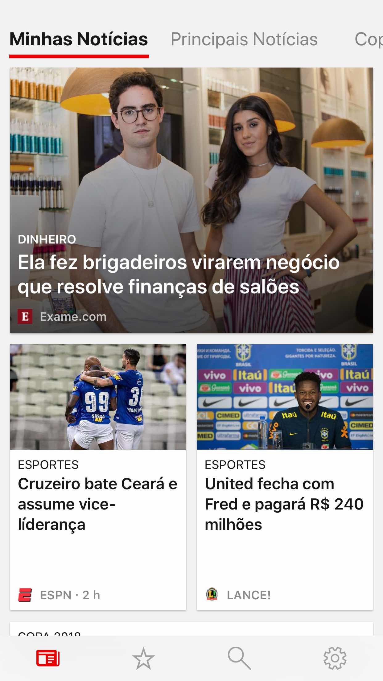 Screenshot do app Microsoft Notícias