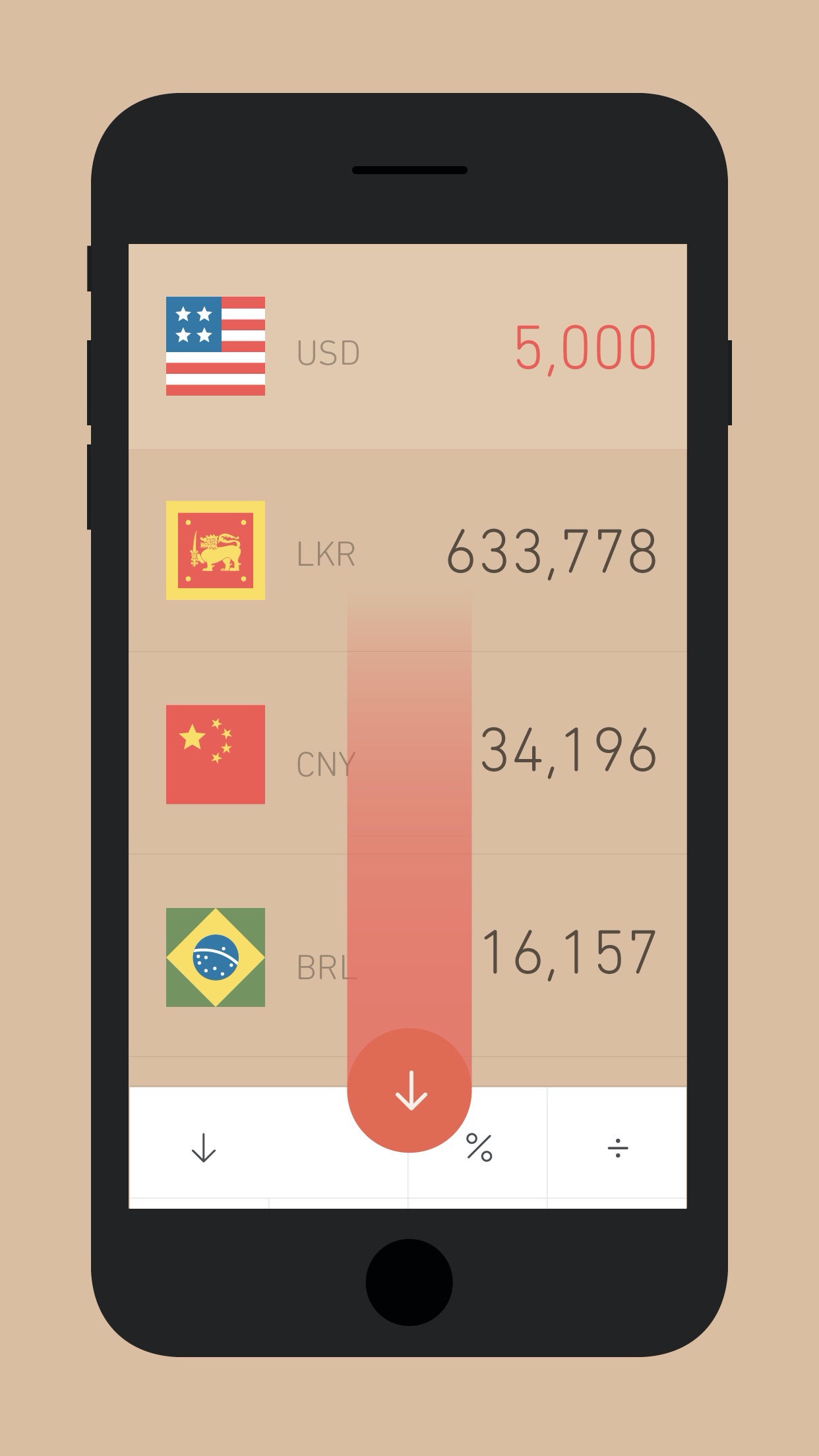 Screenshot do app Currency Converter · Rates