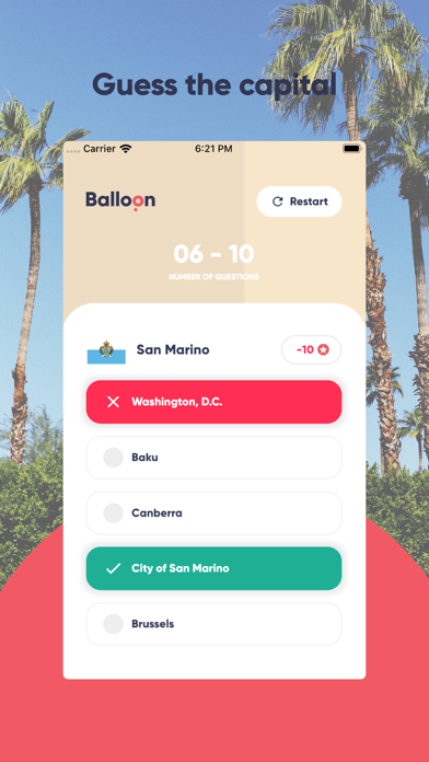 Balloon Game - Capital Quiz screenshot 2