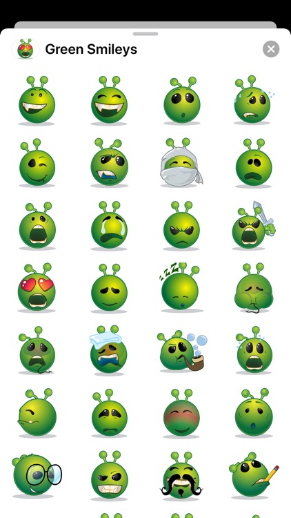 Green Smiley Emoji Stickers