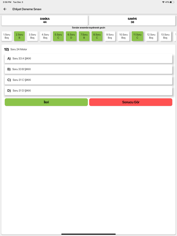 Ehliyet Sınavı Soruları 2020