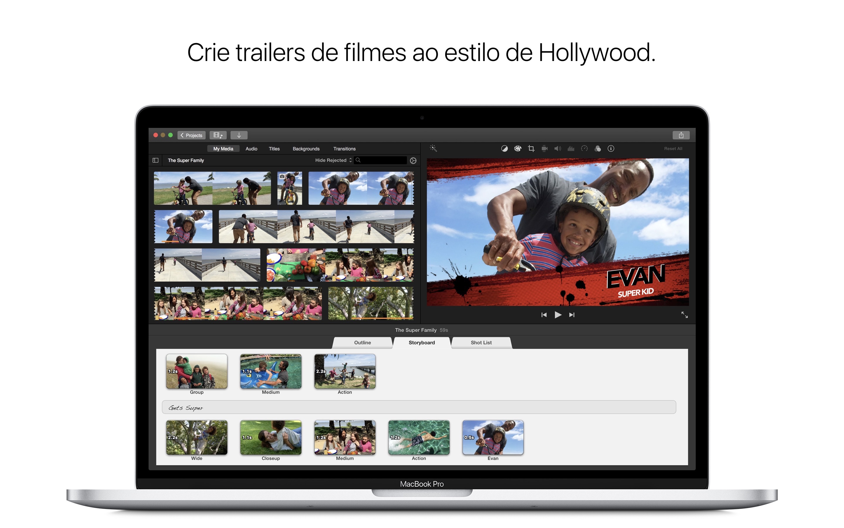 Screenshot do app iMovie