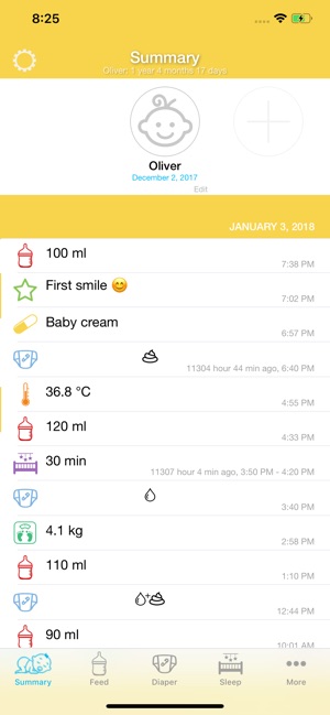 Baby: Feeding Log, Activities