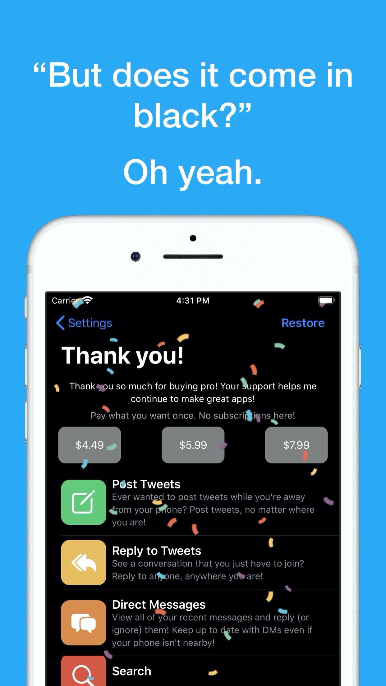 Screenshot do app Chirp for Twitter