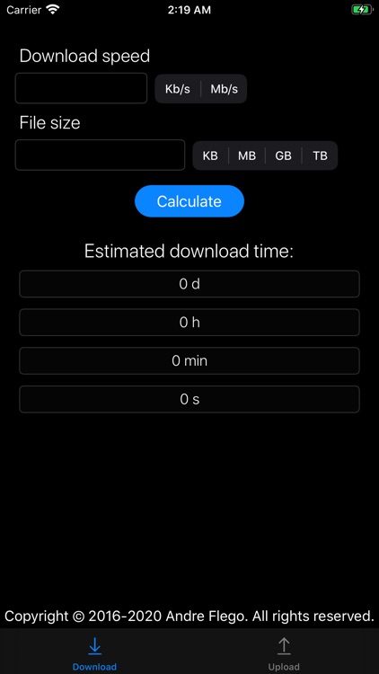 DownloadUpload Time Calculator