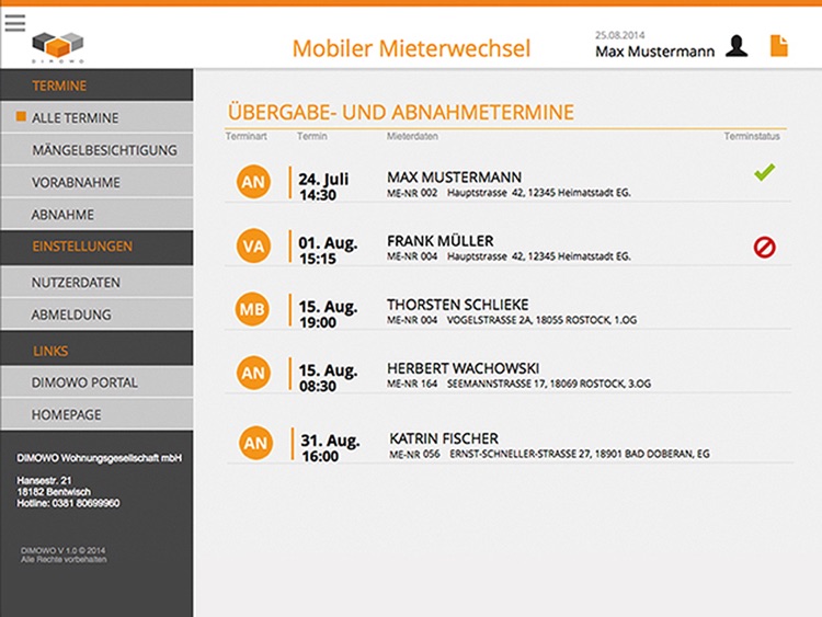 mobile Wohnungsübergabe