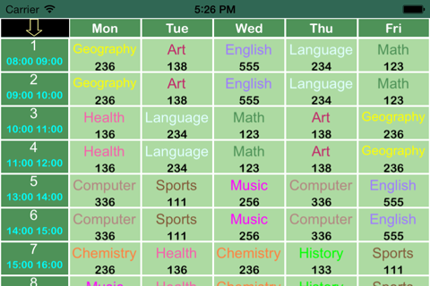 TC Curriculum Table - náhled
