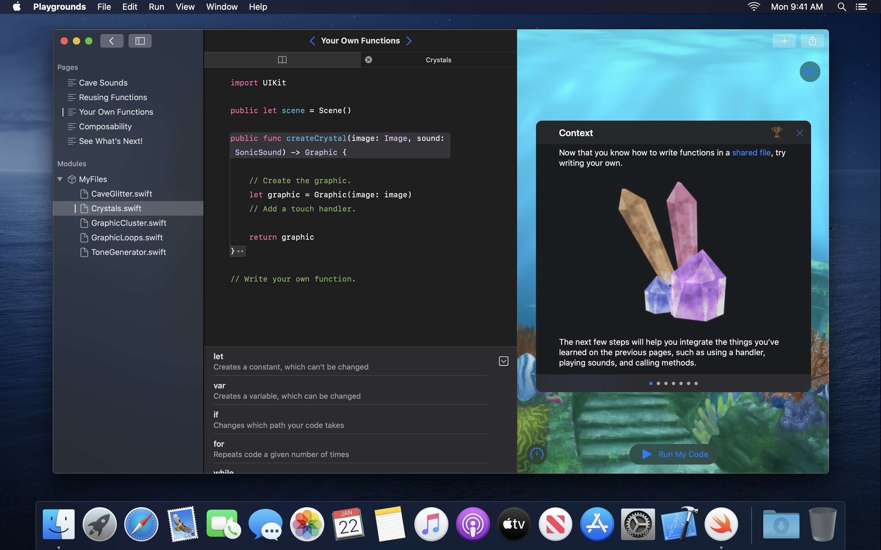 Screenshot do app Swift Playgrounds