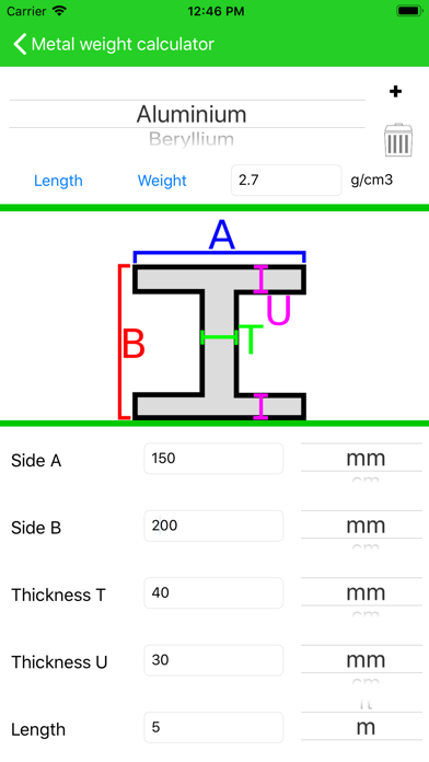 Weight calculator for metals screenshot 2