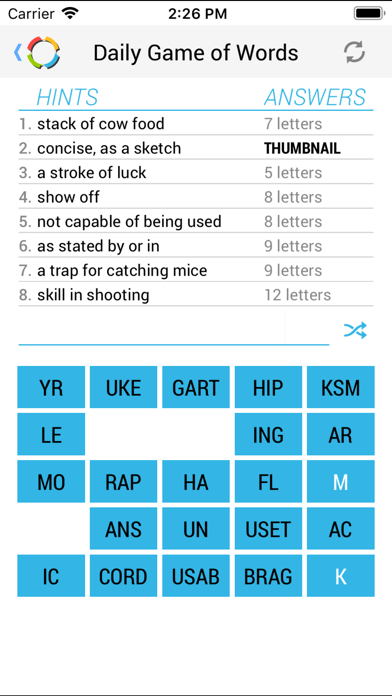 screenshot of Daily Game of Words 4