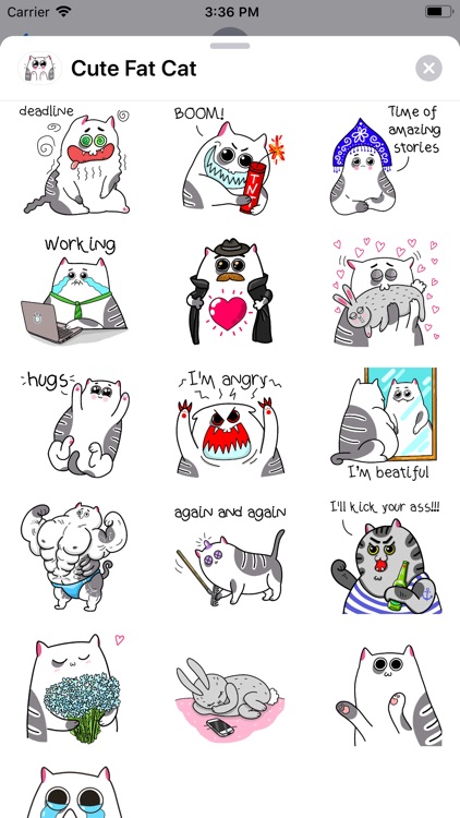 Cute Fat Cat Sticker Pack