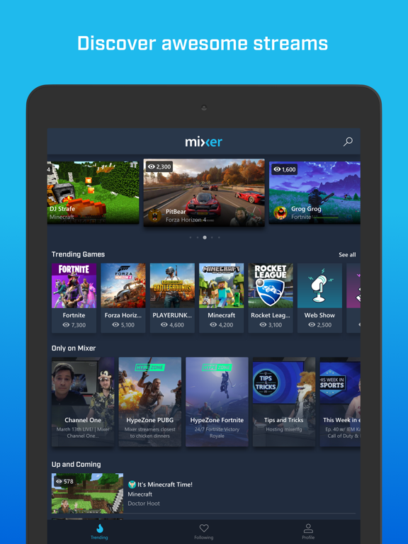 iPad Image of Mixer - Interactive Streaming