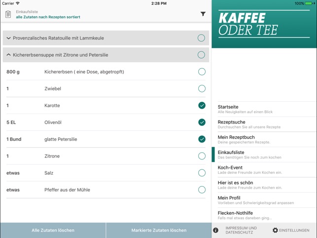 Kaffee Oder Tee Im App Store