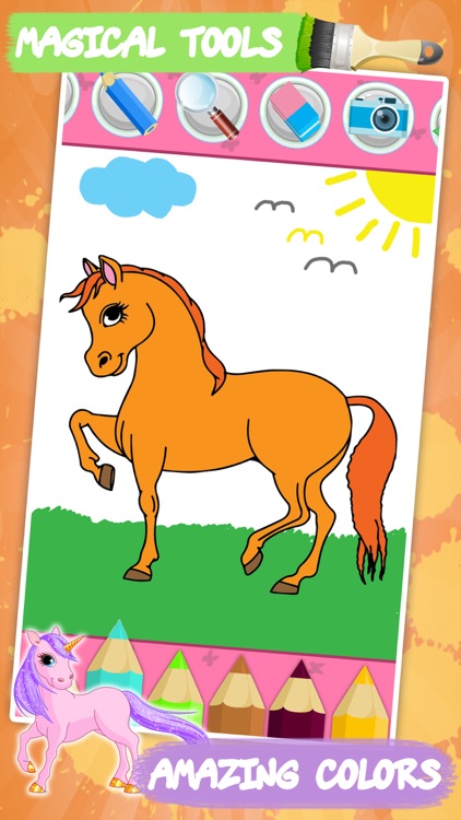 Coloring book Unicorn & Horses