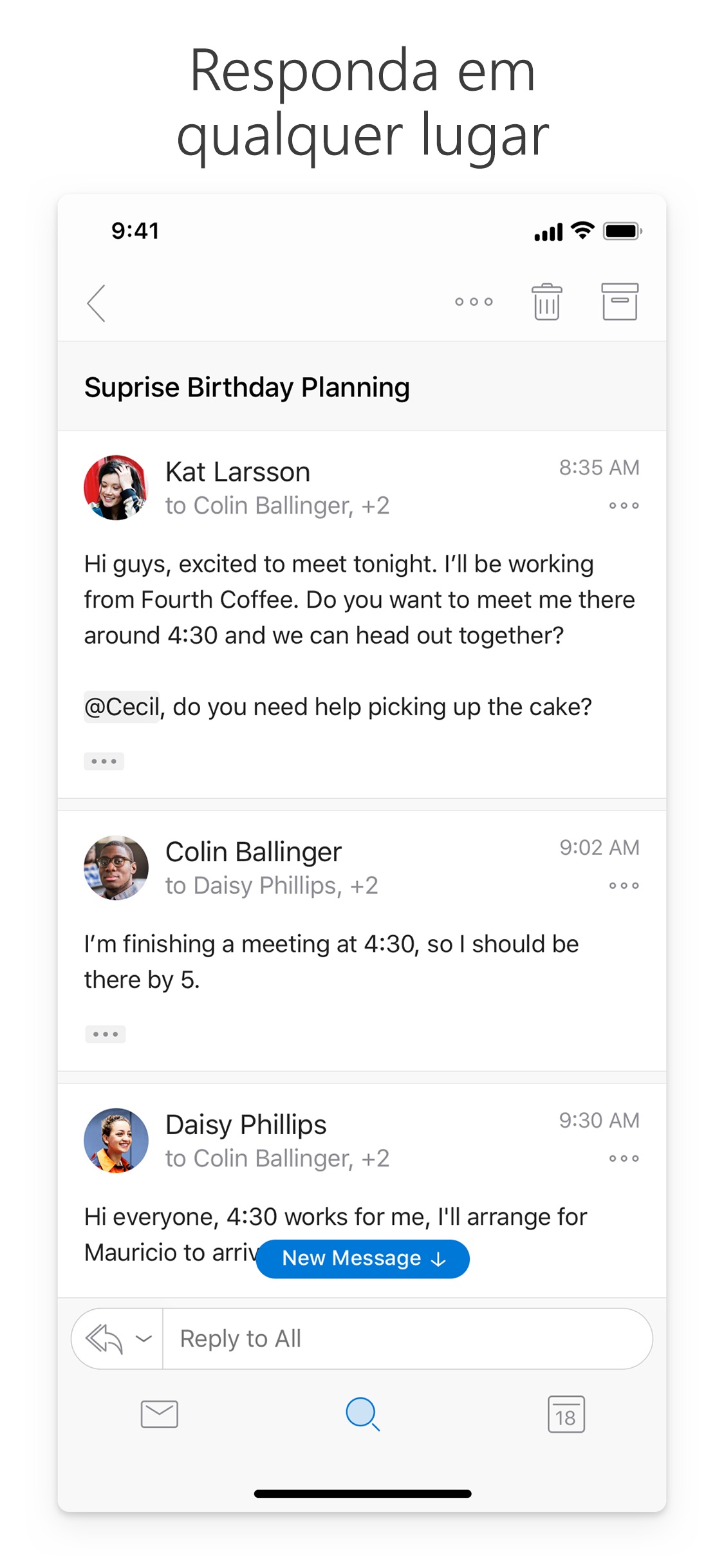 Screenshot do app Microsoft Outlook