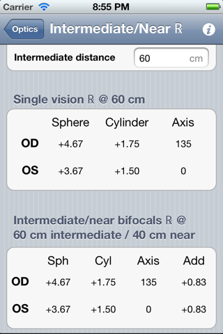 Optics Clinical Calculator - náhled