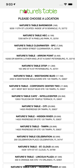 Nature's Table Ordering