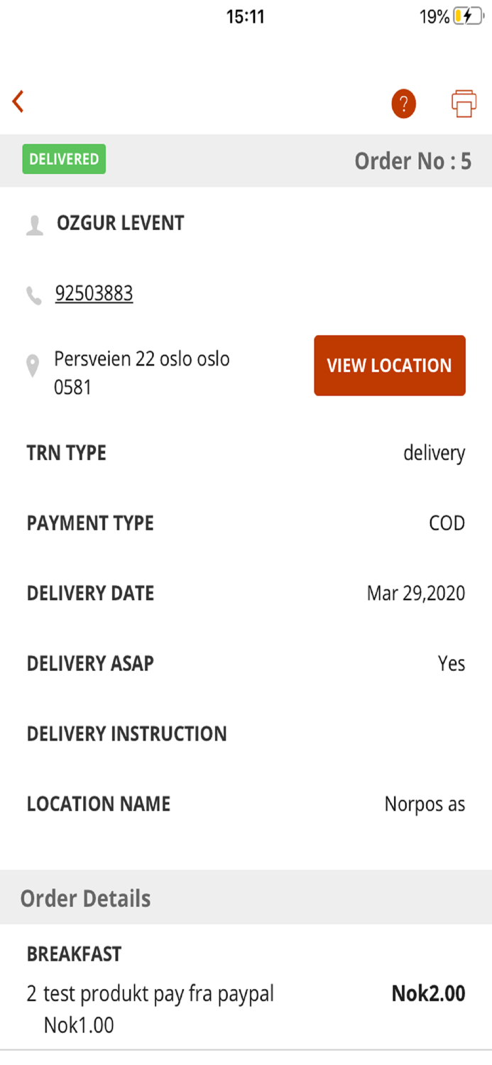 Onlineorder Merchant App
