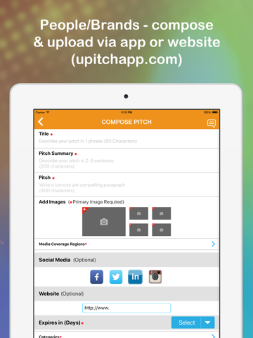 Upitch public relations screenshot 2