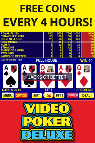 Video Poker Deluxe Casino screenshot 4