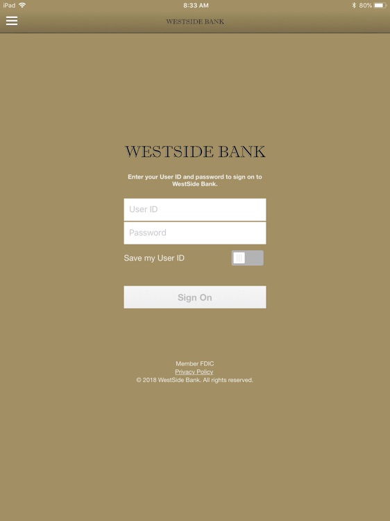 Westside Bank Mobile for iPad
