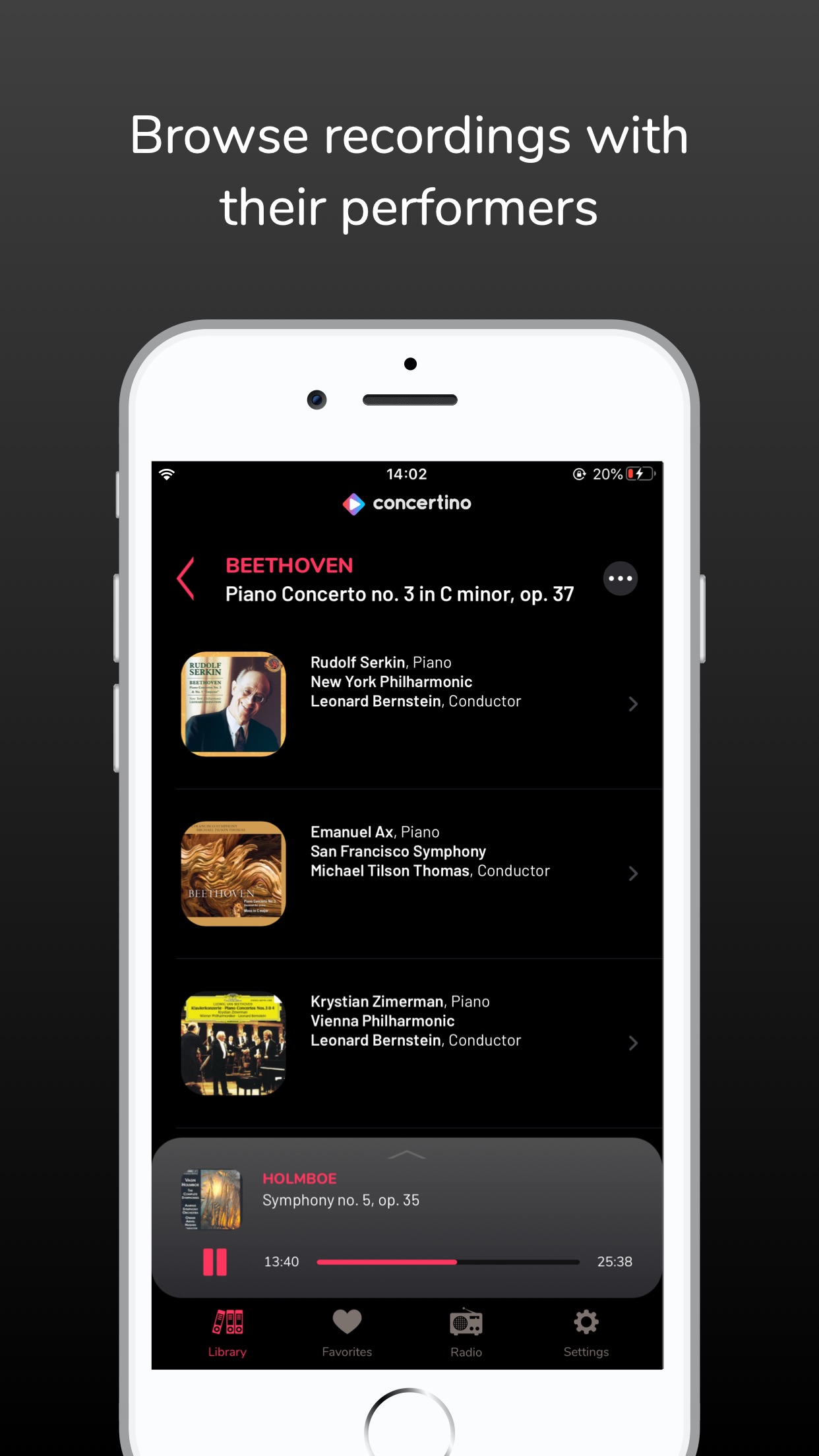 Screenshot do app Concertino