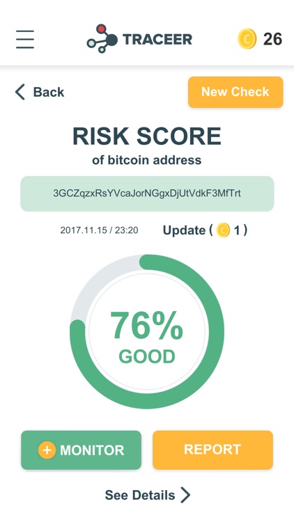 Traceer - check Bitcoins