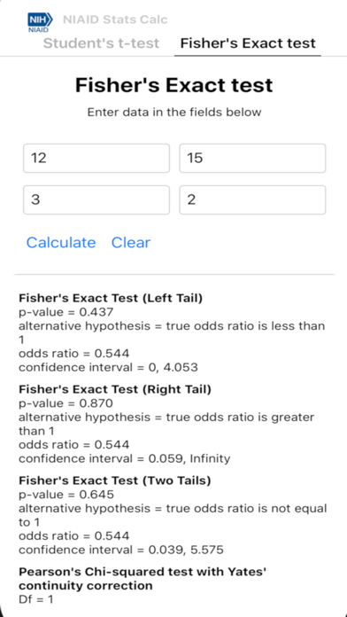 NIAID Stats Calculator screenshot 3