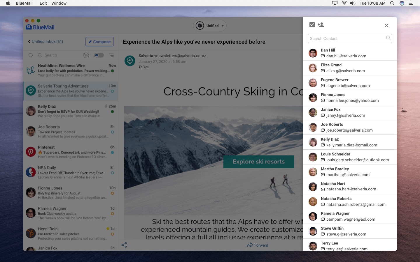 Screenshot do app BlueMail