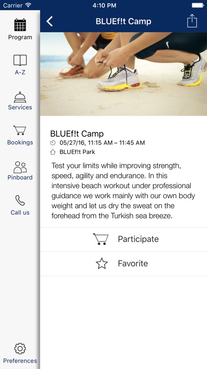 BLUE App - holiday planner