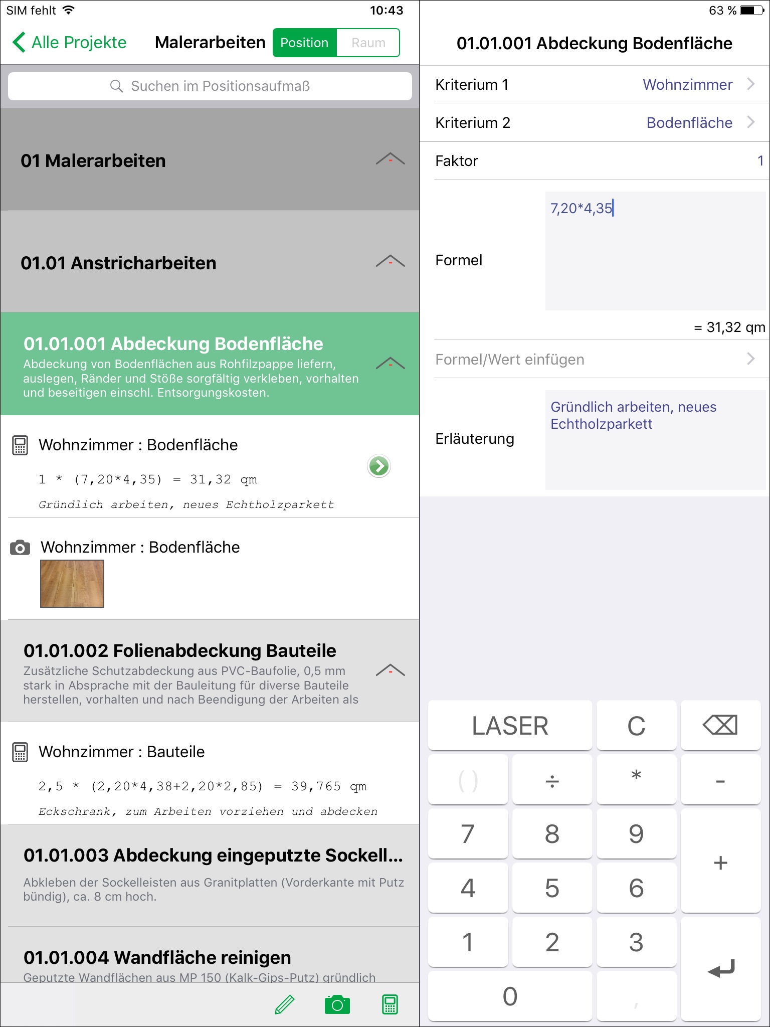 MOSER Aufmaß screenshot 2