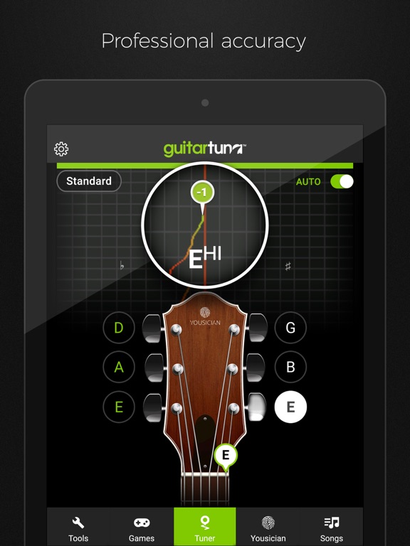 Guitar Tuna – The Ultimate Free Tuner for Guitar, Bass and Ukulele with Chord tab game and Metronome screenshot