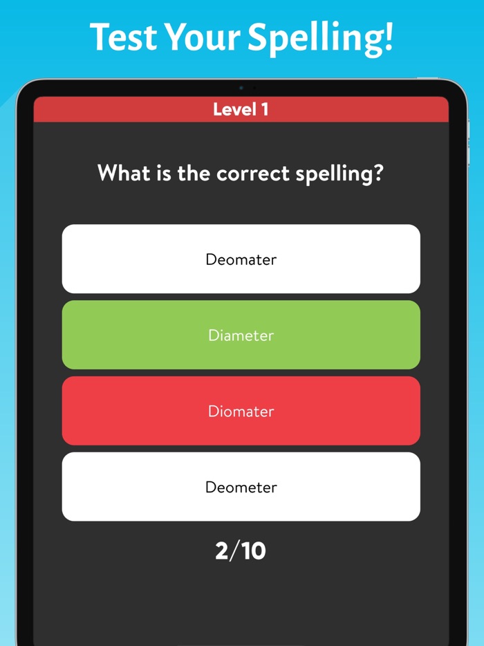 A Spelling Test - Quiz Game
