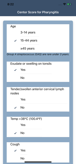 Centor Score for Pharyngitis(圖1)-速報App