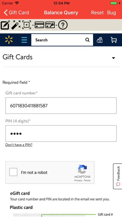 Gift Card Balance + Screenshot